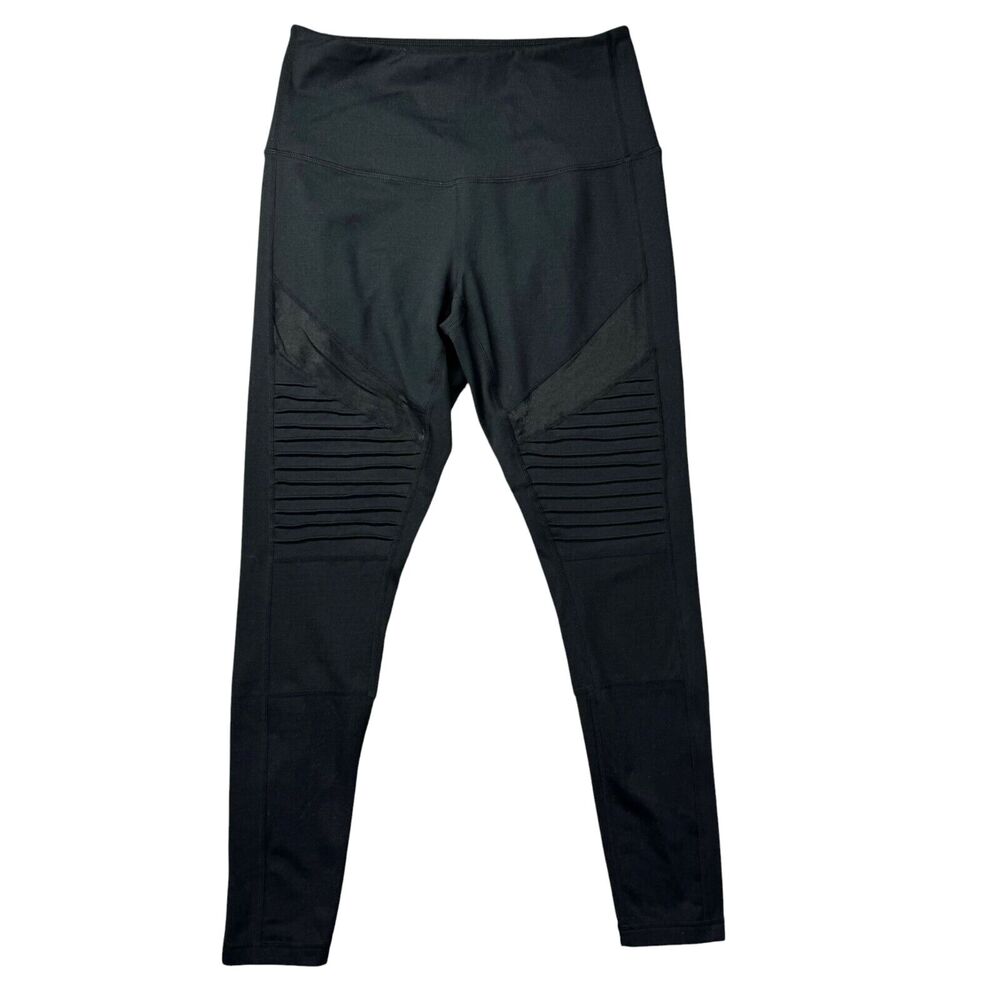 Zella Leggings Women's Medium Black Mid Rise Athleisure Stretch Moto Mesh Panel
